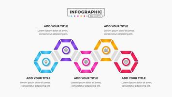 Honeycomb infographic presentation design template with 5 steps or options vector