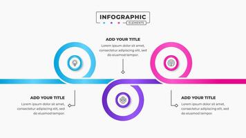 Circle process infographic presentation design template with 3 steps or options vector