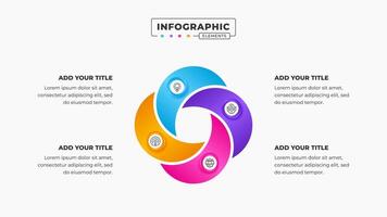 negocio circular infografía presentación diseño modelo con 4 4 pasos o opciones vector