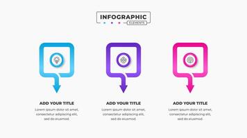 Business arrow infographic presentation design template with 3 steps or options vector