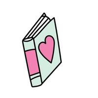 Book with a heart in doodle style. Isolated on white background vector