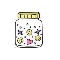 A jar with positivity in doodle style. Isolated on white background vector