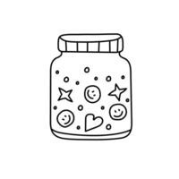 A jar with positivity in doodle style. Isolated on white background vector