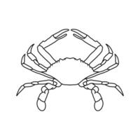 crab outline illustration. Seafood shop logo branding template for craft food packaging or restaurant design. vector