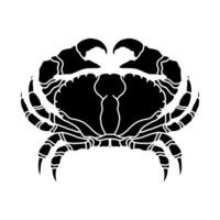 crab black and white logo illustration. Seafood shop logo branding template for craft food packaging or restaurant design. vector