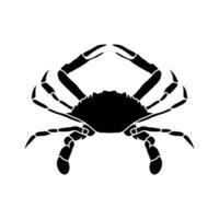 crab black and white logo illustration. Seafood shop logo branding template for craft food packaging or restaurant design. vector