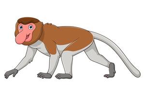 Cartoon Proboscis monkey on white background vector