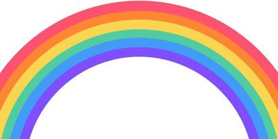 Flat wide rainbow arc shape. Half circle, bright spectrum colors. Colorful striped pattern vector