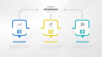 Tres paso infografía etiqueta diseño modelo con línea iconos proceso pasos diagrama, presentaciones, flujo de trabajo disposición, bandera, fluir cuadro, informacion grafico ilustración. vector