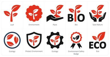 A set of 10 Ecology icons as leaf, environment, plant vector