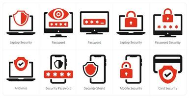 A set of 10 Security icons as laptop security, password, antivirus vector