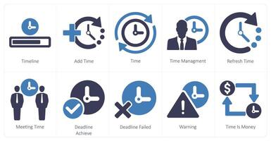 A set of 10 mix icons as timeline, add time, time vector