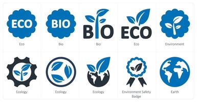 un conjunto de 10 ecología íconos como ecológico, biografía, ambiente vector