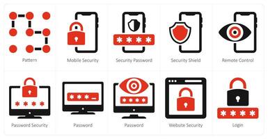 A set of 10 Security icons as pattern, mobile security, security password vector