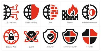 A set of 10 Security icons as data network, global security, web vector