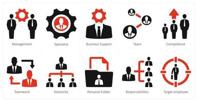 un conjunto de 10 humano recurso íconos como gestión, especialista, negocio apoyo vector