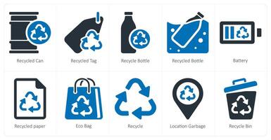 un conjunto de 10 ecología íconos como reciclado poder, reciclado etiqueta, reciclar botella vector