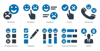 A set of 10 survey and ratings icons as response, feedback, survey vector