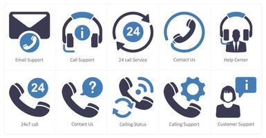 un conjunto de 10 cliente apoyo íconos como correo electrónico apoyo, llamada apoyo, 24 llamada Servicio vector