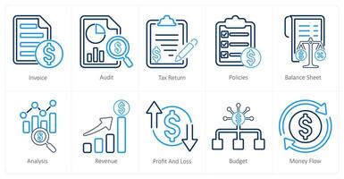 un conjunto de 10 contabilidad íconos como factura, auditoría, impuesto regreso vector