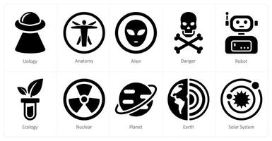 A set of 10 Science and Experiment icons as biological, biology, neuroscience vector