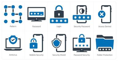 un conjunto de 10 seguridad íconos como patrón, contraseña, iniciar sesión vector