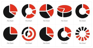 un conjunto de 10 diagrama y informes y informes íconos como tarta cuadro, cuadro, diagramaeinformes vector