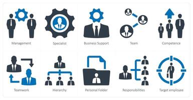 A set of 10 humanresources icons as management, specialist, business support vector