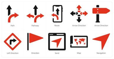 A set of 10 Navigation icons as path, path way, route vector