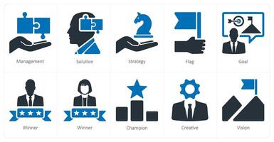 A set of 10 Leadership icons as management, solution, strategy vector