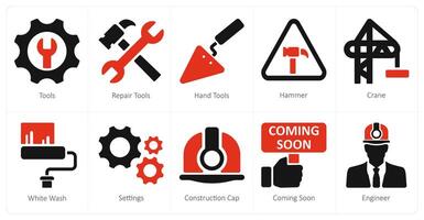 A set of 10 under construction icons as tools, repair tools, hand tools vector