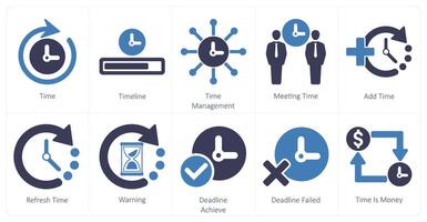 un conjunto de 10 mezcla íconos como tiempo, línea de tiempo, hora administración vector