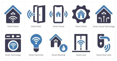 un conjunto de 10 inteligente hogar íconos como inteligente hogar, inteligente puerta, inteligente casa vector