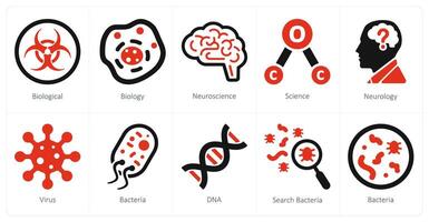 A set of 10 science and experiment and Experiment icons as brain, neuroscienceandexperiment, atom vector