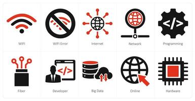 un conjunto de 10 Internet computadora íconos como Wifi, Wifi error, Internet vector