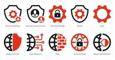 un conjunto de 10 seguridad íconos como seguridad ajustes, seguridad administrador, proteger vector