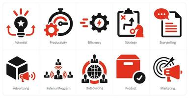 A set of 10 intellectual property icons as law, novel invention, license vector