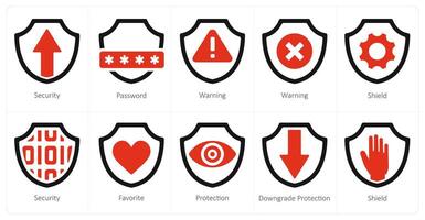 A set of 10 Security icons as security, password, warning vector