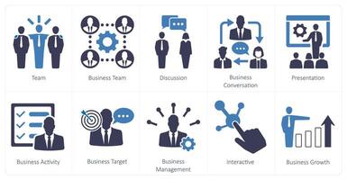 A set of 10 mix icons as team, business team, discussion vector