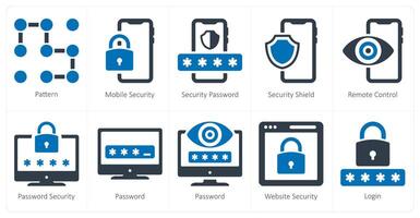 un conjunto de 10 seguridad íconos como patrón, móvil seguridad, seguridad contraseña vector