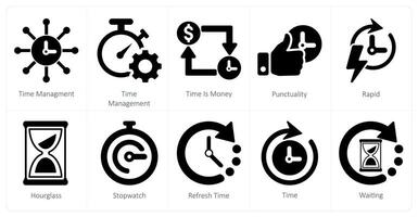 A set of 10 mix icons as time management, time is money, punctuality vector