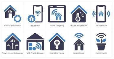 un conjunto de 10 inteligente hogar íconos como casa mejoramiento, casa Wifi, hogar diseño vector