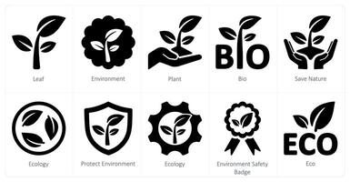 A set of 10 Ecology icons as leaf, environment, plant vector