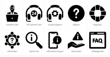 A set of 10 Customer Support icons as customer care, 24 customer care, contact helpline vector