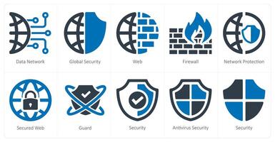 A set of 10 Security icons as data network, global security, web vector