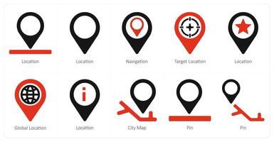 A set of 10 Navigation icons as location, navigation, target location vector