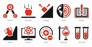 un conjunto de 10 Ciencias y experimentar y experimentar íconos como ciencia y experimento, educación, geología vector