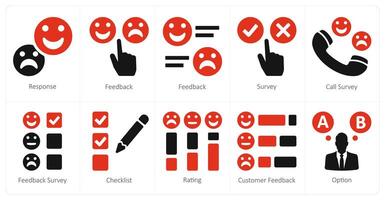 A set of 10 survey and rating icons as response, feedback, survey vector