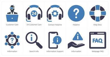 A set of 10 Customer Support icons as customer care, 24 customer care, contact helpline vector