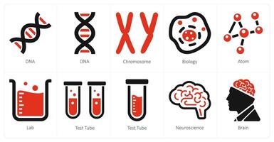 A set of 10 science and experiment and Experiment icons as dna, chromosome, biology vector